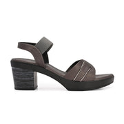 Women GunMetal Block Heel Sandals with Gold Detail (W-MS-04-GUNMETAL)