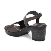Women GunMetal Block Heel Sandals with Gold Detail (W-MS-04-GUNMETAL)