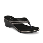 Women Slip On Wedge Sandals (W-MS-05-BLACK)