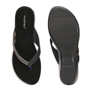 Women Slip On Wedge Sandals (W-MS-05-BLACK)
