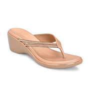 Women Slip On Wedge Sandals (W-MS-05-ROSEGOLD)