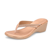 Women Slip On Wedge Sandals (W-MS-05-ROSEGOLD)