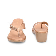 Women Slip On Wedge Sandals (W-MS-05-ROSEGOLD)