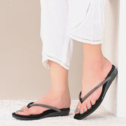 Women Embellished Strap Flat Sandals (W-MS-06-BLACK)