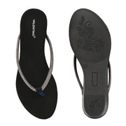 Women Embellished Strap Flat Sandals (W-MS-06-BLACK)