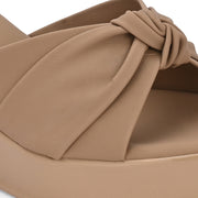 Women Beige Knot Strap Wedge Slides (W-MS-07-BEIGE)