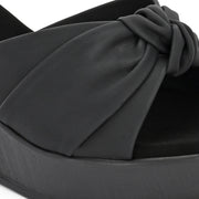 Women Black Knot Strap Wedge Slides (W-MS-07-BLACK)