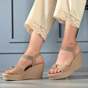 Women Ankle Strap Wedge Sandals (W-MS-08-BEIGE)