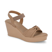 Women Ankle Strap Wedge Sandals (W-MS-08-BEIGE)