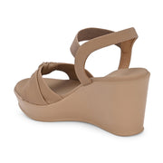 Women Ankle Strap Wedge Sandals (W-MS-08-BEIGE)
