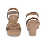 Women Ankle Strap Wedge Sandals (W-MS-08-BEIGE)