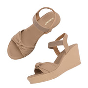 Women Ankle Strap Wedge Sandals (W-MS-08-BEIGE)