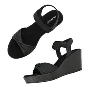 Women Ankle Strap Wedge Sandals (W-MS-08-BLACK)