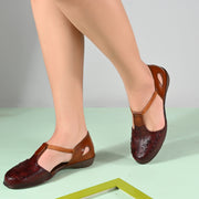 Women Premium Leather Sandals (W-MT-03-CHERRY)