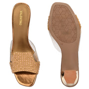 Women Embellished Transparent Strap Block Heels (W-MT-06-ANTIQUE)