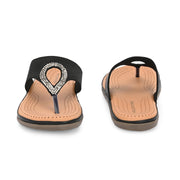 Women Slip-On Toe Post Thong Flats (W-MT-11-BLACK)