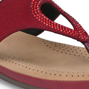 Women Slip-On Toe Post Thong Flats (W-MT-11-CHERRY)