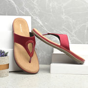 Women Slip-On Toe Post Thong Flats (W-MT-11-CHERRY)