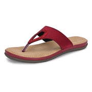 Women Slip-On Toe Post Thong Flats (W-MT-11-CHERRY)