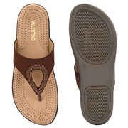 Women Slip-On Toe Post Thong Flats (W-MT-11-COPPER)