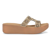 Women Embellished Platform Slides (W-MT-28-BEIGE)