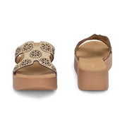 Women Embellished Platform Slides (W-MT-28-BEIGE)