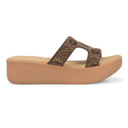 Women Embellished Platform Slides (W-MT-28-BROWN)