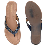 Women Elegant V-Shape Flats (W-MT-29-NAVY)
