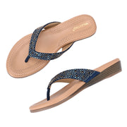 Women Elegant V-Shape Flats (W-MT-29-NAVY)