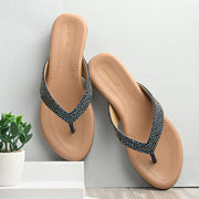 Women Elegant V-Shape Flats (W-MT-29-NAVY)