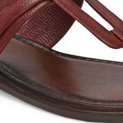Women Cherry Leather Toe-Ring Flats (W-MT-30-CHERRY)