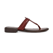Women Cherry Leather Toe-Ring Flats (W-MT-30-CHERRY)