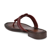 Women Cherry Leather Toe-Ring Flats (W-MT-30-CHERRY)