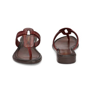 Women Cherry Leather Toe-Ring Flats (W-MT-30-CHERRY)