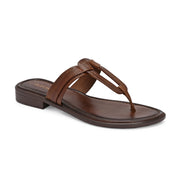 Women Tan Leather Toe-Ring Flats (W-MT-30-TAN)