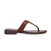 Women Tan Leather Toe-Ring Flats (W-MT-30-TAN)
