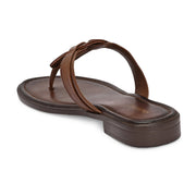 Women Tan Leather Toe-Ring Flats (W-MT-30-TAN)
