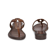 Women Tan Leather Toe-Ring Flats (W-MT-30-TAN)