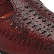 Women Cherry Red Leather Cut-Out Heel Mules (W-MT-31-CHERRY)