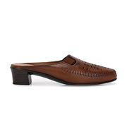 Women Tan Leather Cut-Out Heel Mules (W-MT-31-TAN)