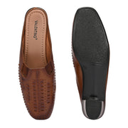 Women Tan Leather Cut-Out Heel Mules (W-MT-31-TAN)