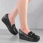 Women Textured Stylish Loafers (W-MT-40-BLACK)