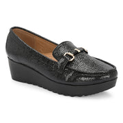 Women Textured Stylish Loafers (W-MT-40-BLACK)