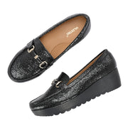 Women Textured Stylish Loafers (W-MT-40-BLACK)