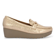Women Textured Stylish Loafers (W-MT-40-GOLDEN)