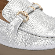 Women Textured Stylish Loafers (W-MT-40-SILVER)