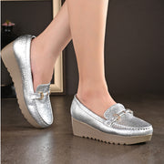 Women Textured Stylish Loafers (W-MT-40-SILVER)