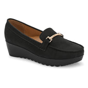 Women Textured Stylish Loafers (W-MT-41-BLACK)