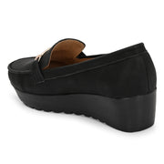 Women Textured Stylish Loafers (W-MT-41-BLACK)