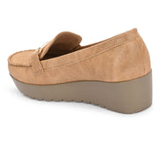Women Textured Stylish Loafers (W-MT-41-TAN)